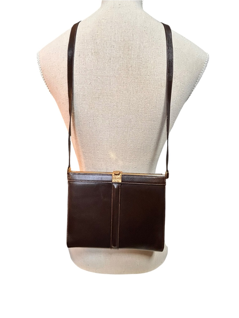 Vintage Browns Genuine Leather Shoulder Bag Made in Belgium Minimalist Slim Chic - Picture 3 of 12